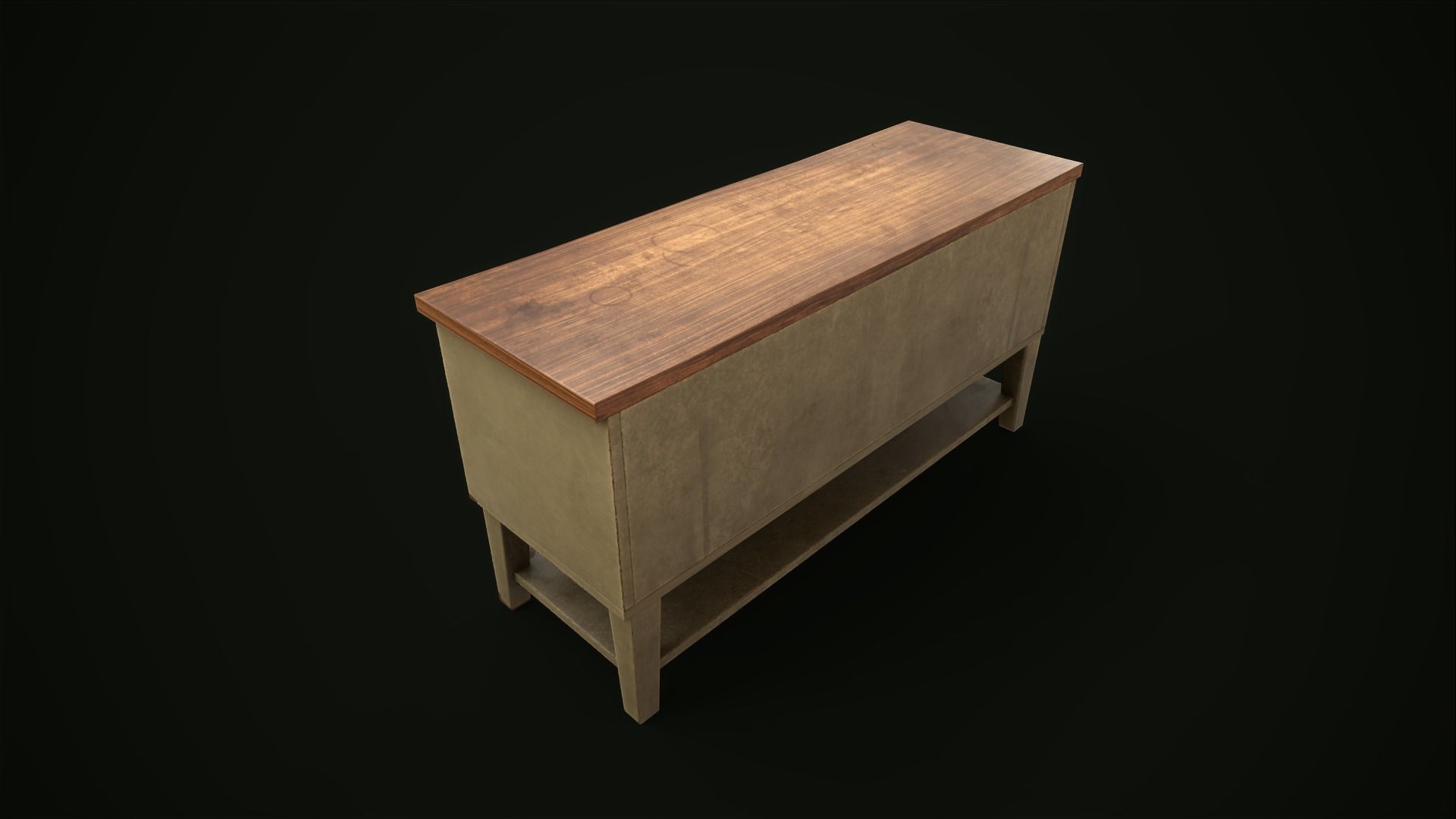 Old shabby sideboard Low-poly 3D model_11