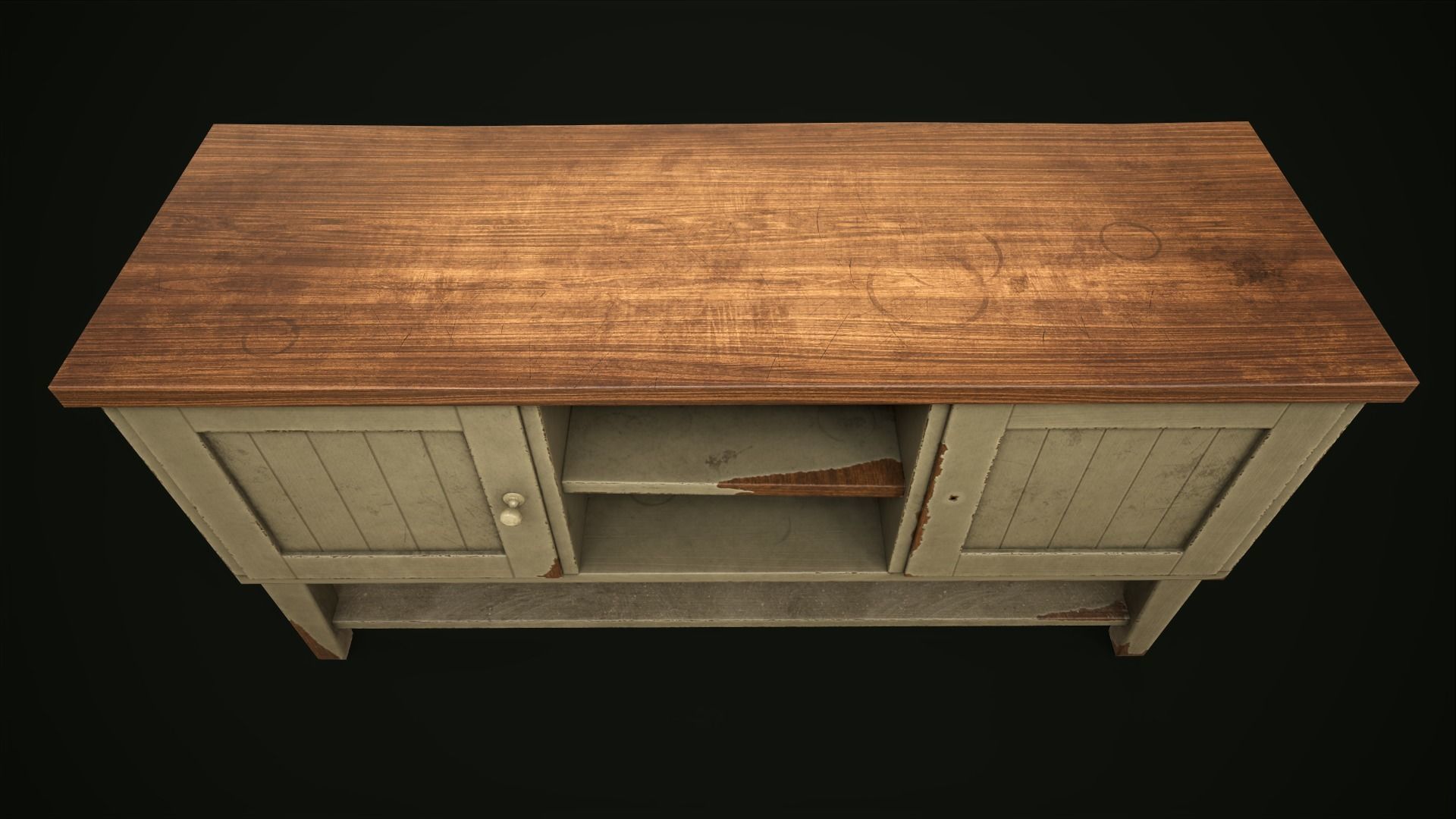 Old shabby sideboard Low-poly 3D model_6