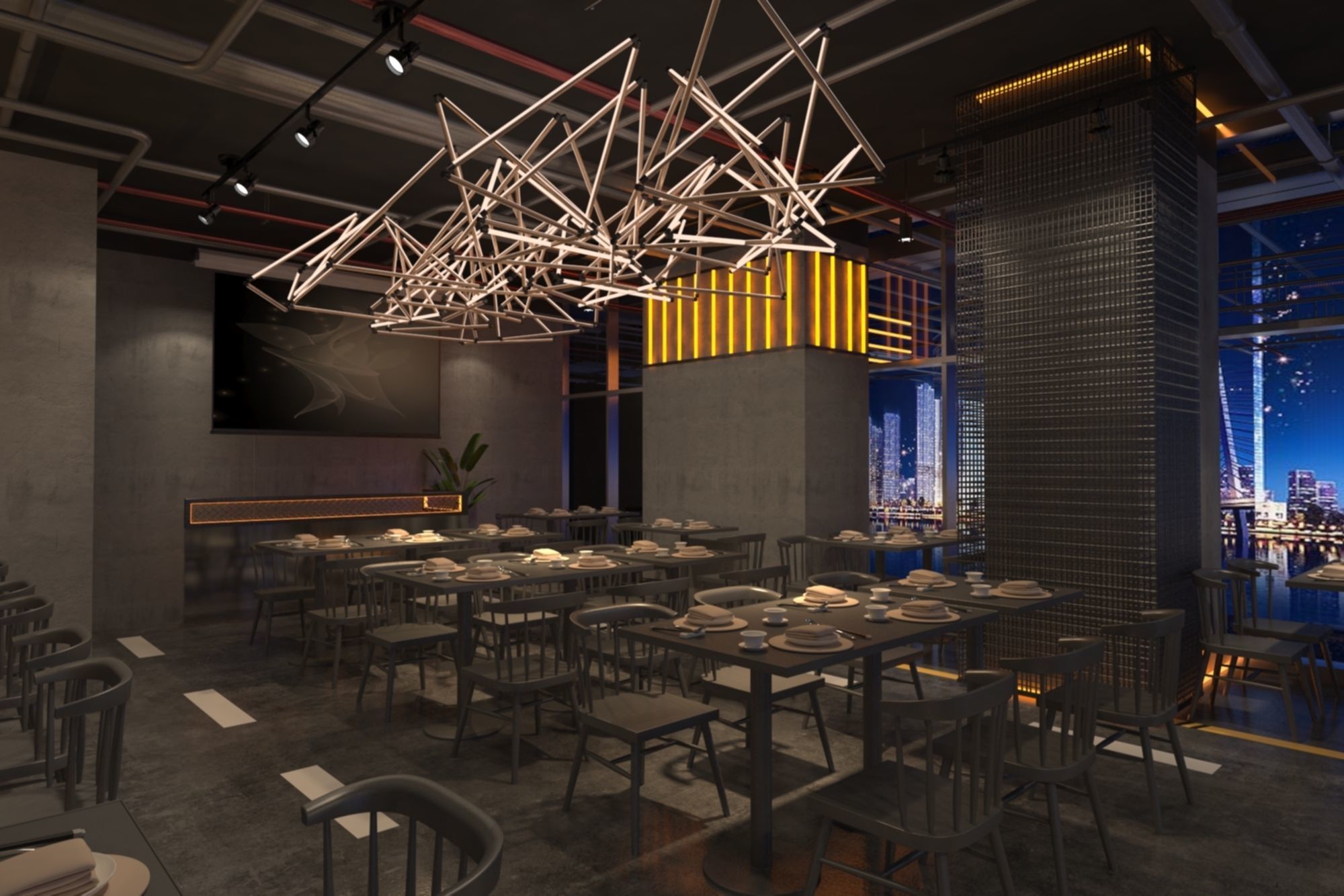 Modern restaurant 3D model 3D model_6