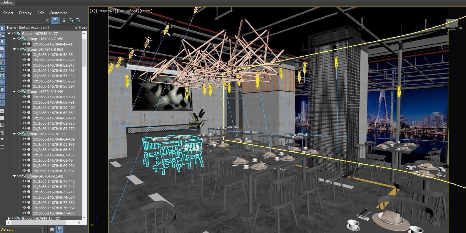 Modern restaurant 3D model 3D model_3