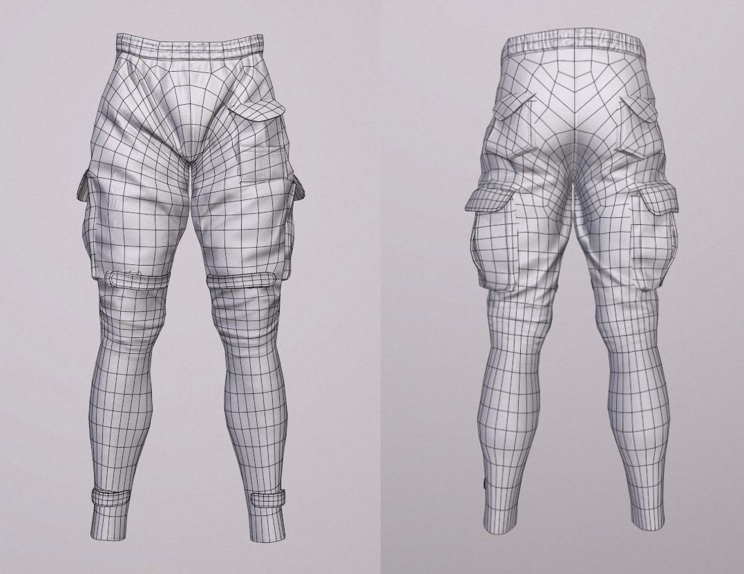 Tactical pants Low-poly 3D model_11