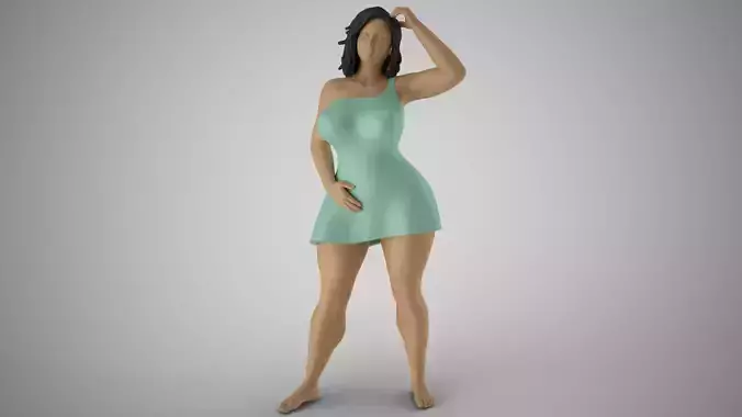 Contemplative woman in dress