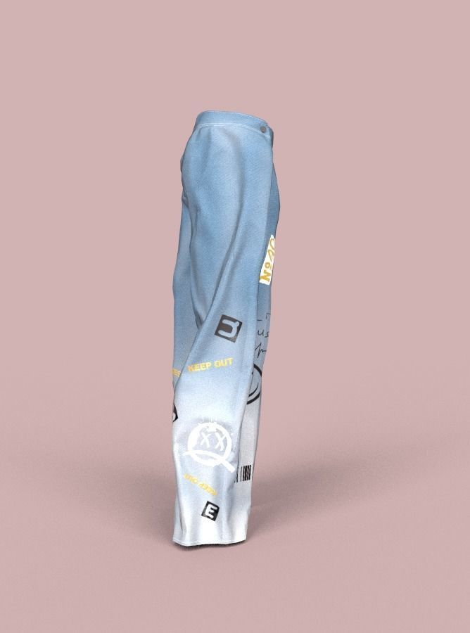 Stylish pants Low-poly 3D model_3