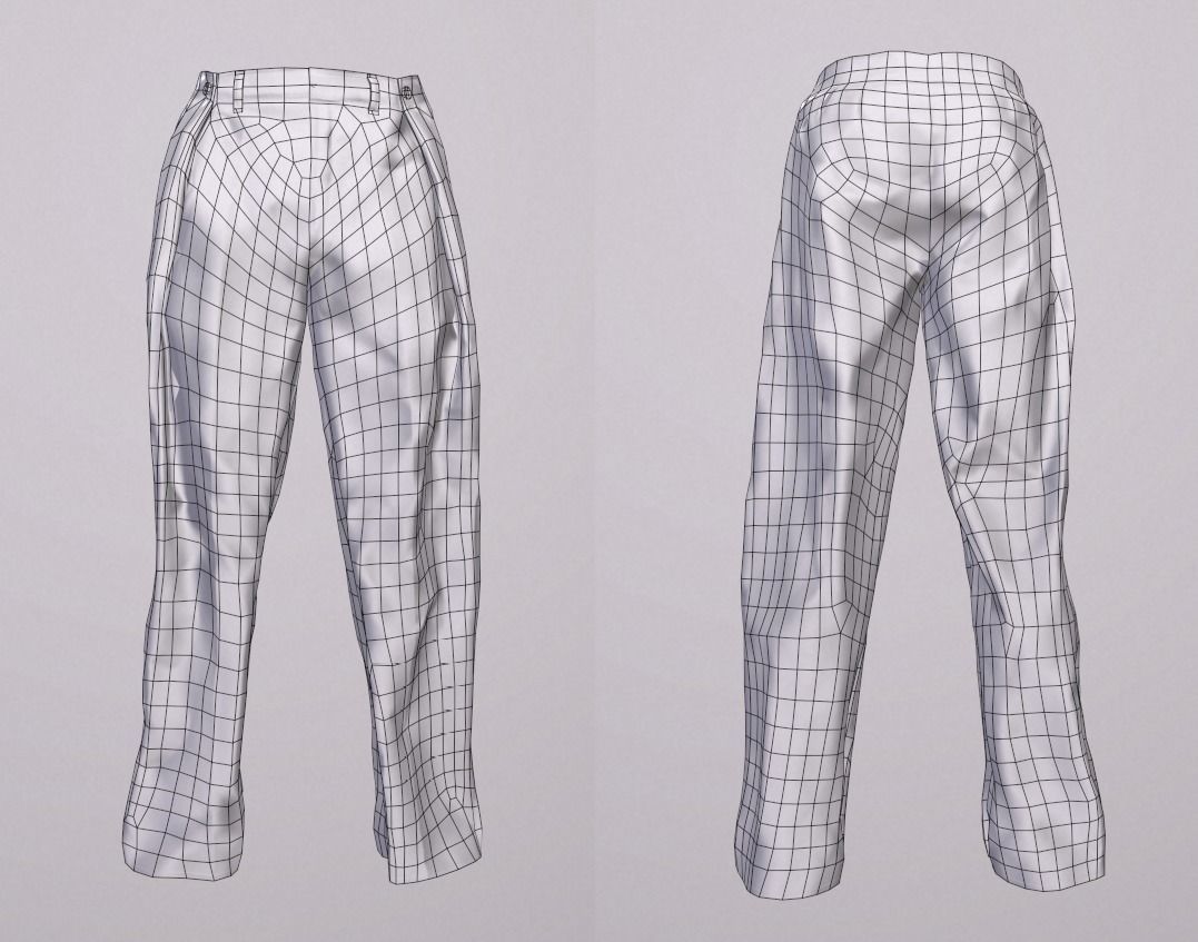 Stylish pants Low-poly 3D model_11