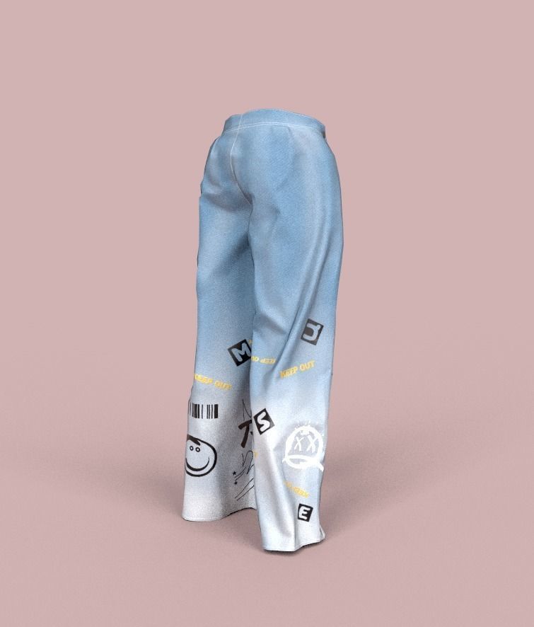 Stylish pants Low-poly 3D model_4