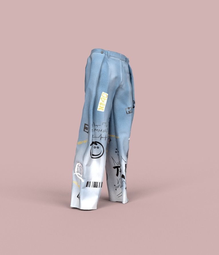 Stylish pants Low-poly 3D model_2