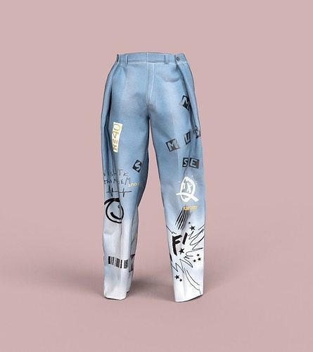 Stylish pants Low-poly 3D model
