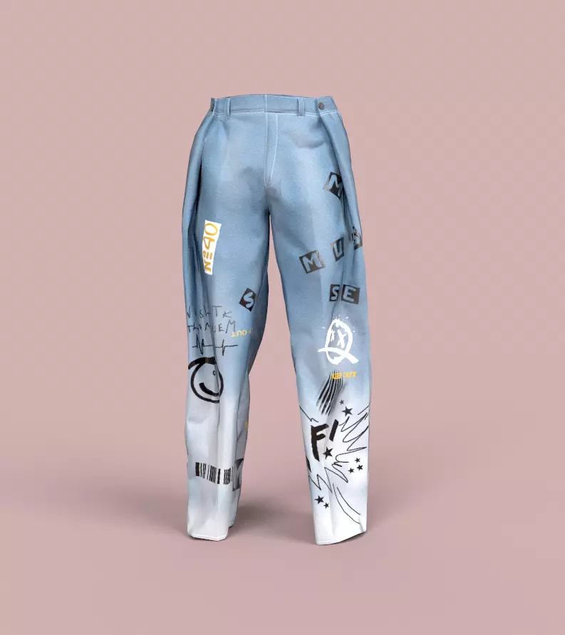 Stylish pants Low-poly 3D model_0