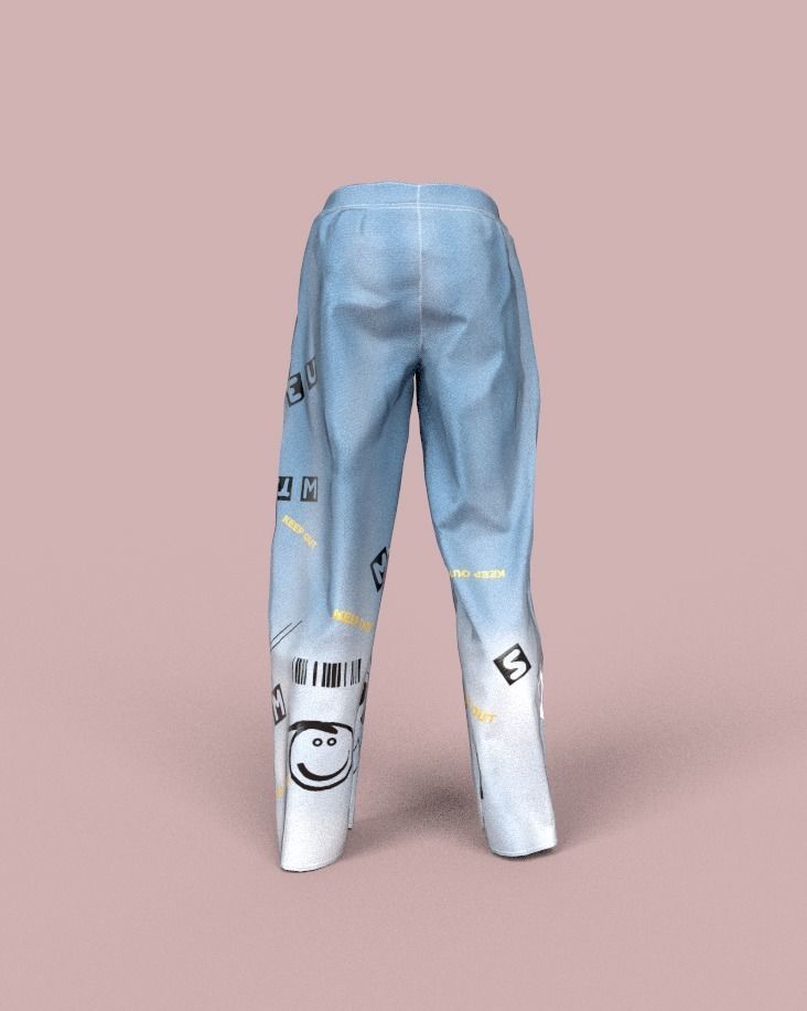 Stylish pants Low-poly 3D model_5