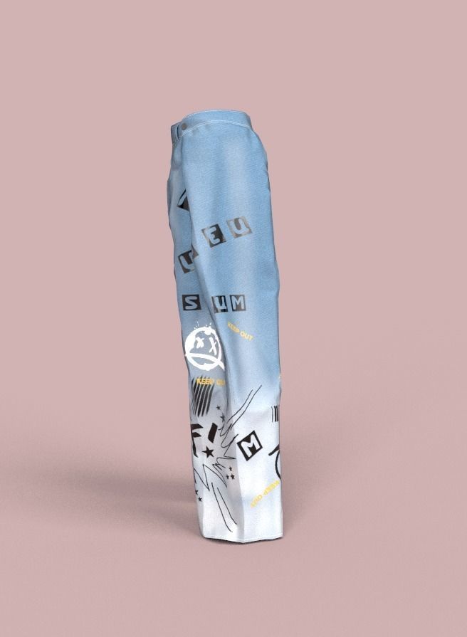 Stylish pants Low-poly 3D model_7