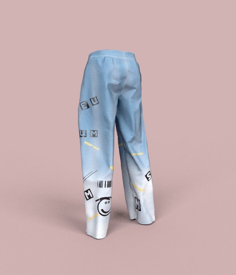 Stylish pants Low-poly 3D model_6
