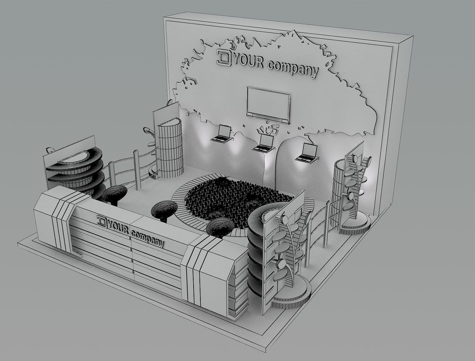 Booth Exhibition Stand a47 3D model_3