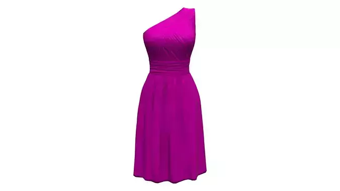  Purple Sheer Effect One Shoulder Dress