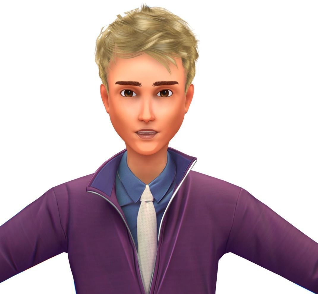 Cartoon Low Poly Style Avatar 019 Low-poly 3D model_3