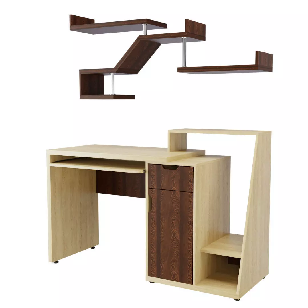 computer desk Low-poly 3D model_0