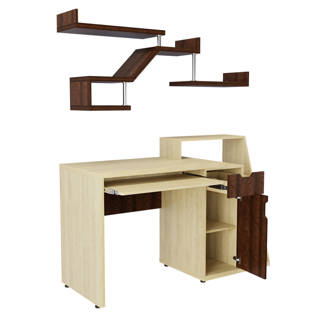 computer desk Low-poly 3D model_1