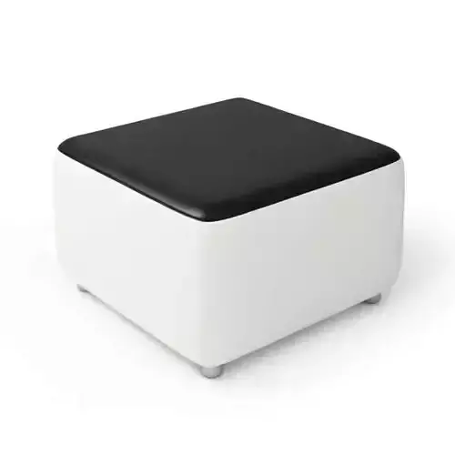 Stylish Black Top White Leather Ottoman