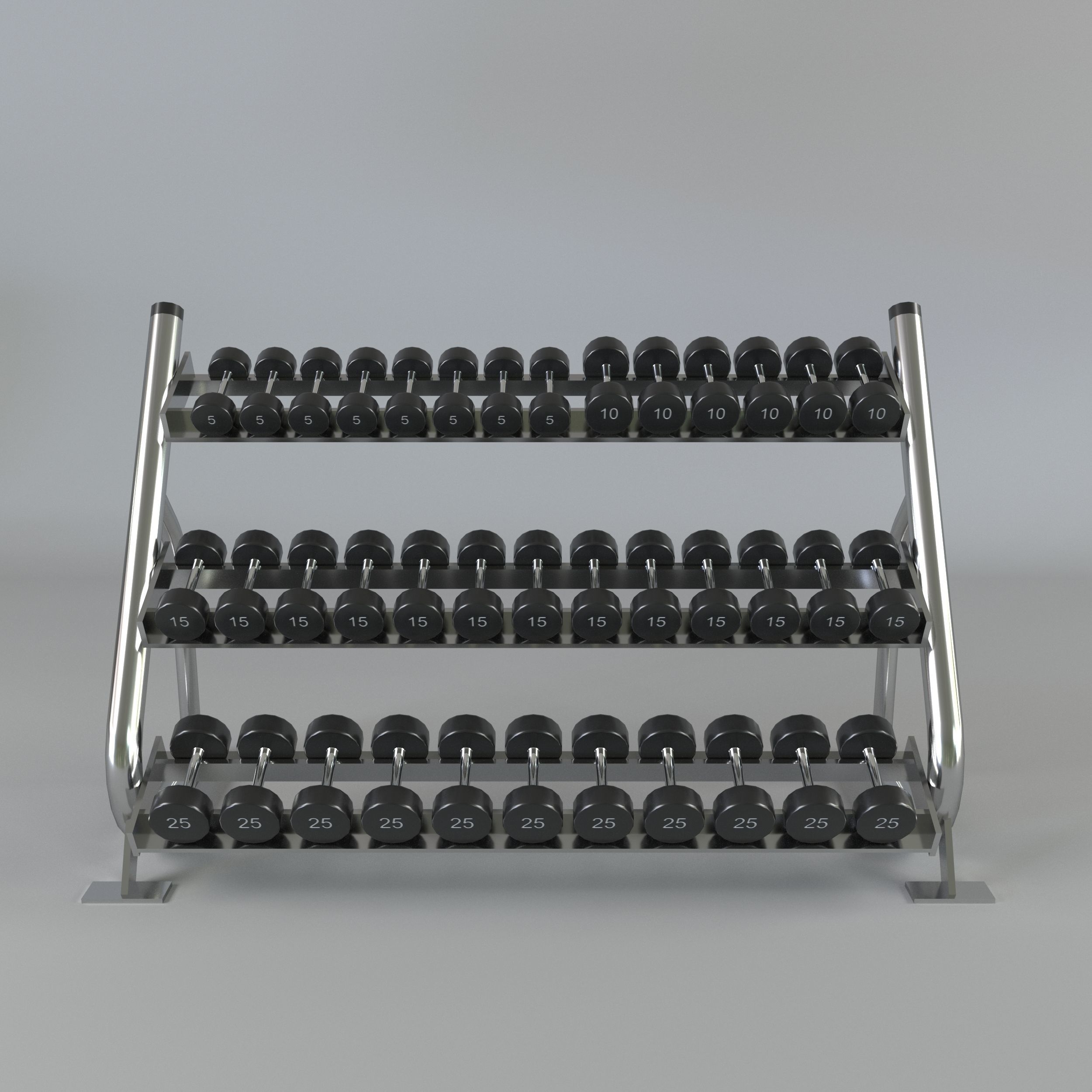 Dumbbell set rack with weights 3D model_1
