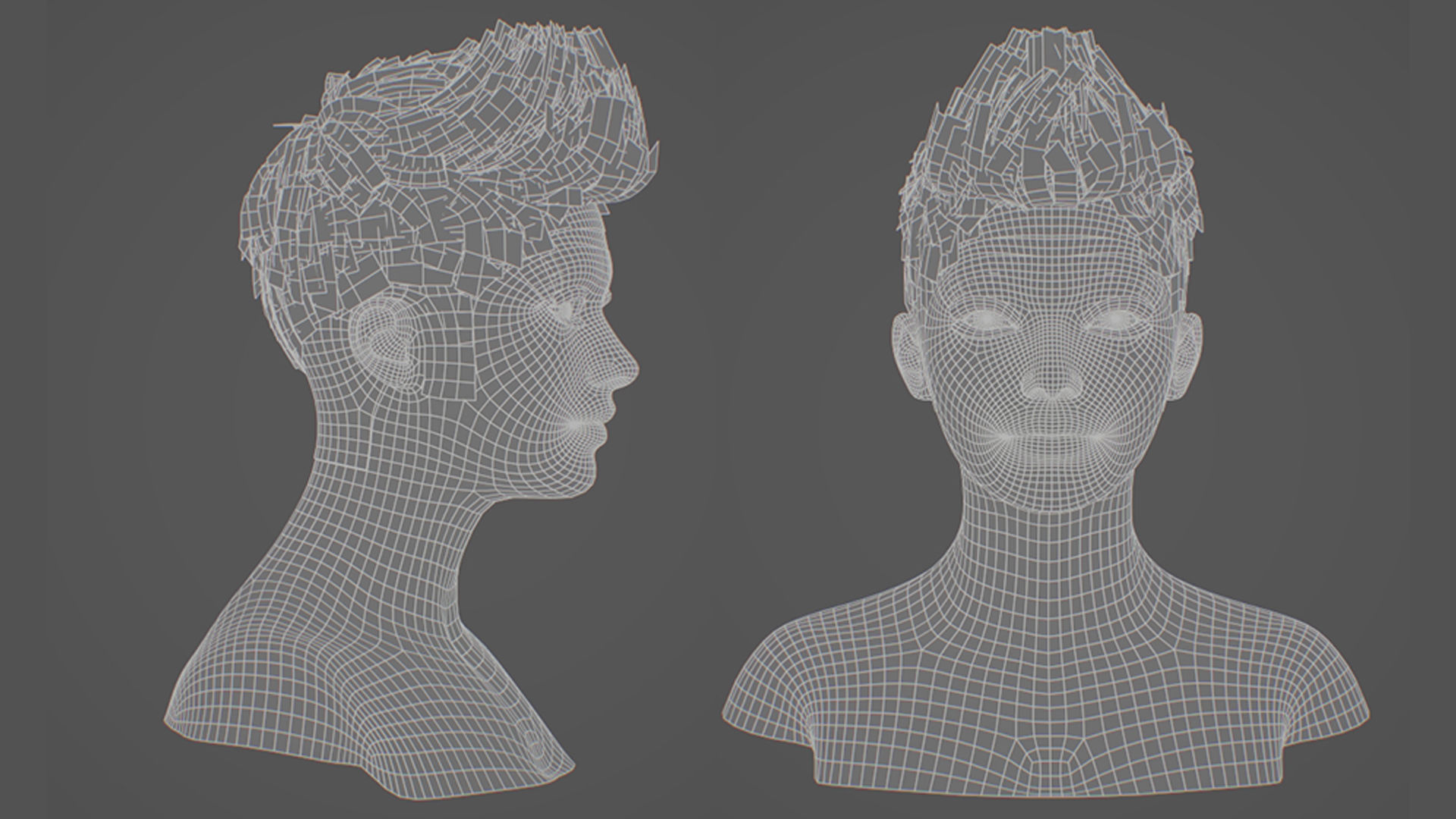 Low Poly Cards Game-ready Short Hairstyle Low-poly 3D model_9