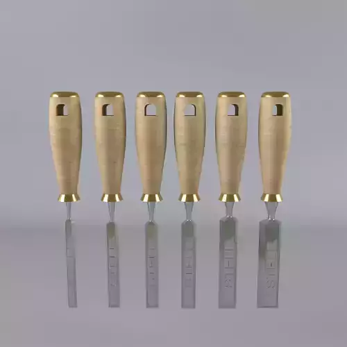 Chisel five wooden screwdrivers 3D model