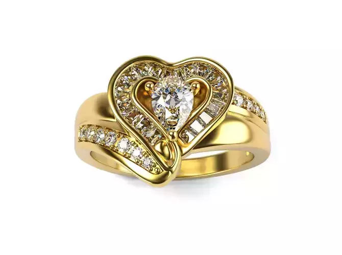 Heart Ring With Baguettes