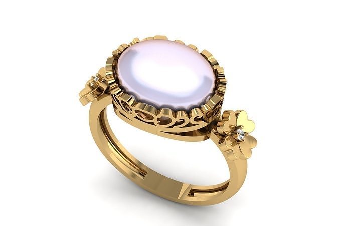 flower pearl Ring R 140 3D print model