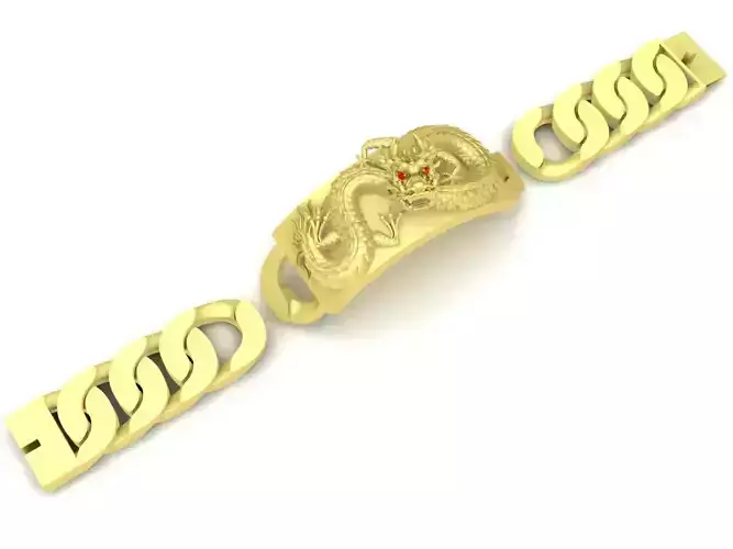 fengshui lucky asian dragon cuban men bracelets 3572