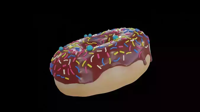 Low-Poly 3D Donut Model with sprinkles