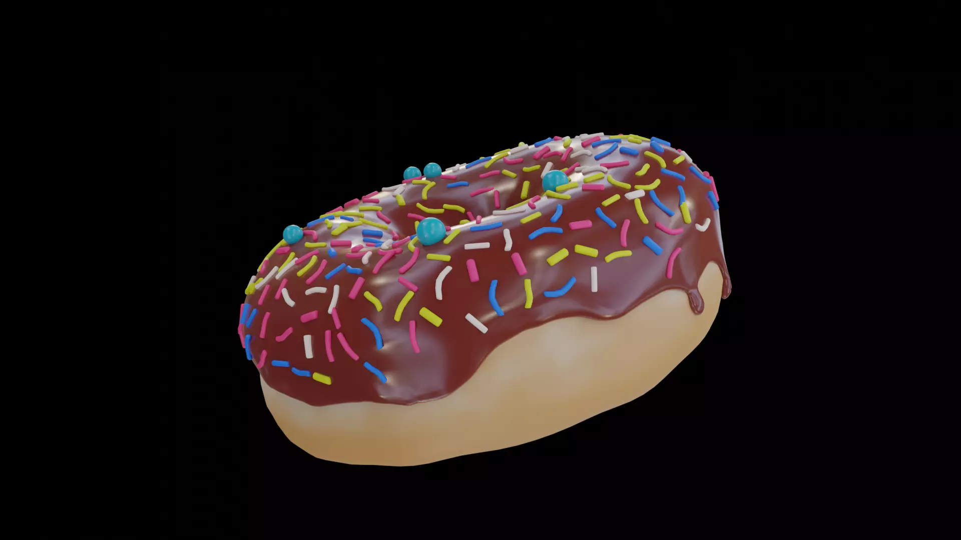 Low-Poly 3D Donut Model with sprinkles 3D model_0