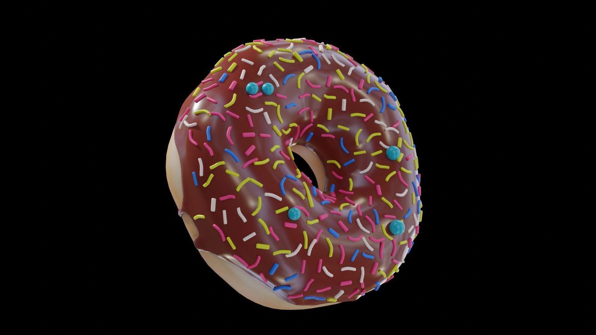 Low-Poly 3D Donut Model with sprinkles 3D model_1