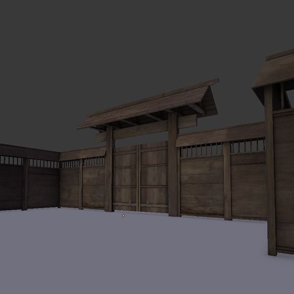 Modular Japanese Fence Low-poly 3D model_3