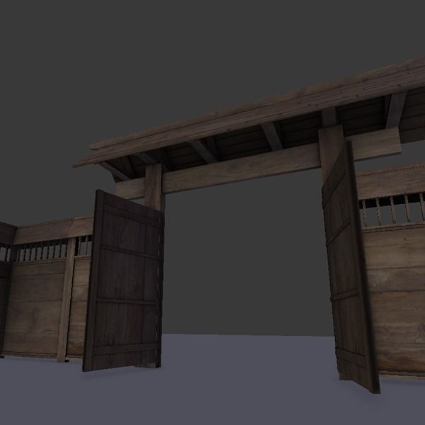 Modular Japanese Fence Low-poly 3D model_4