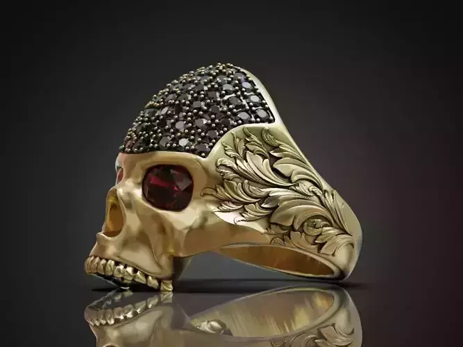 Skull ring diamonds for men  biker jewellery