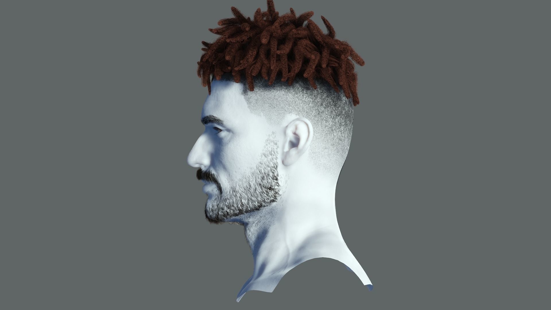 Realistic Hair Male Beard brows mustache p8 card  Low-poly 3D model_5