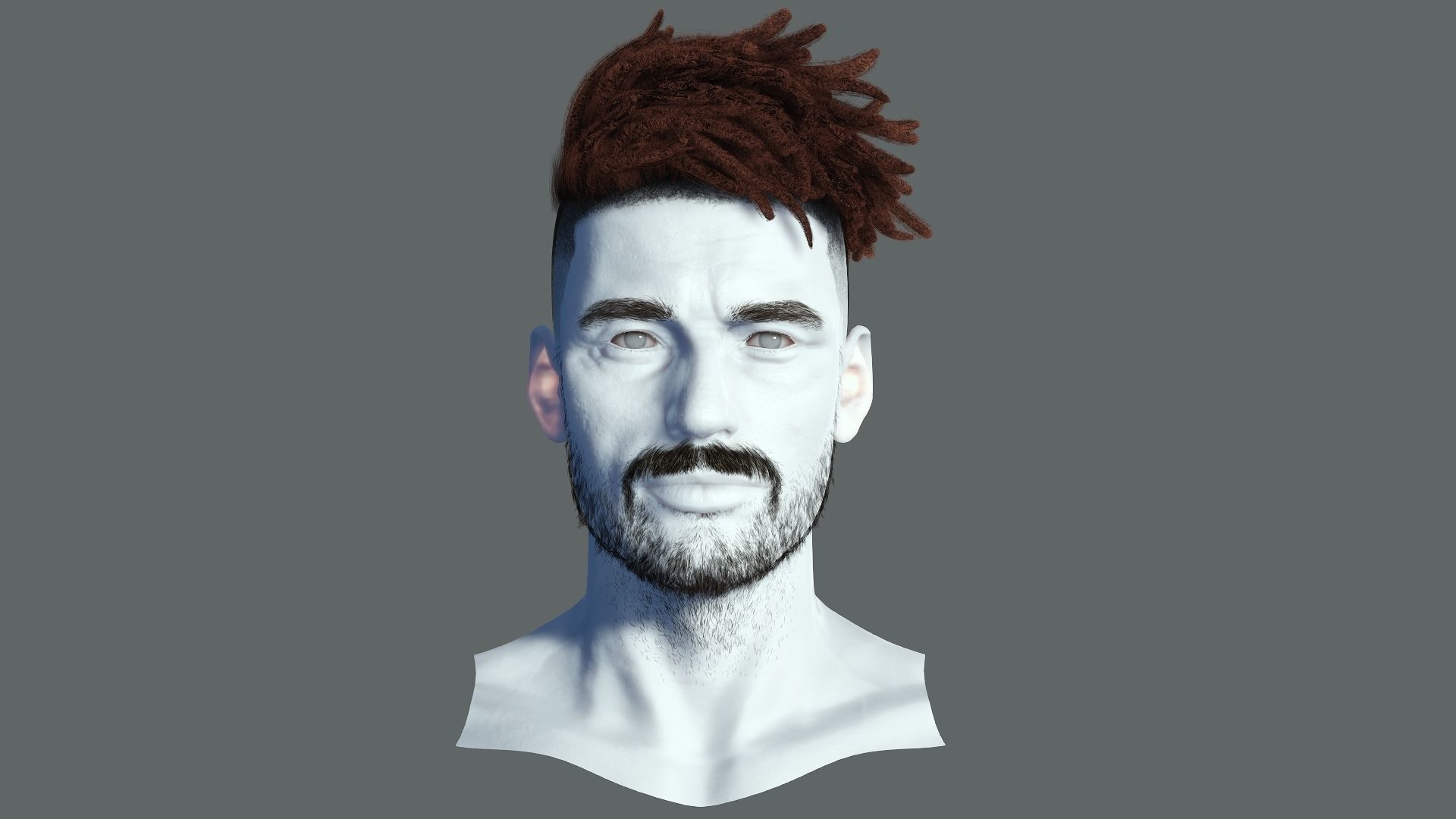 Realistic Hair Male Beard brows mustache p8 card  Low-poly 3D model_3