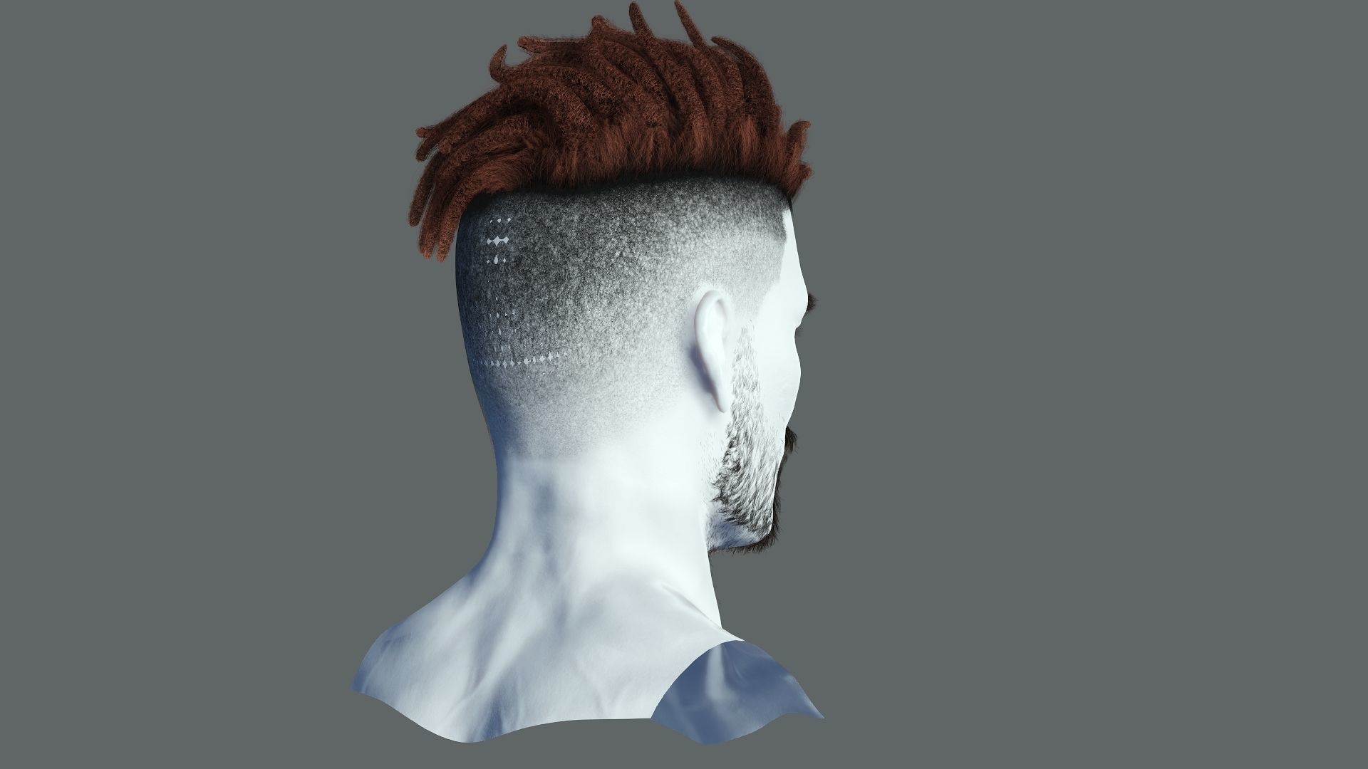 Realistic Hair Male Beard brows mustache p8 card  Low-poly 3D model_7