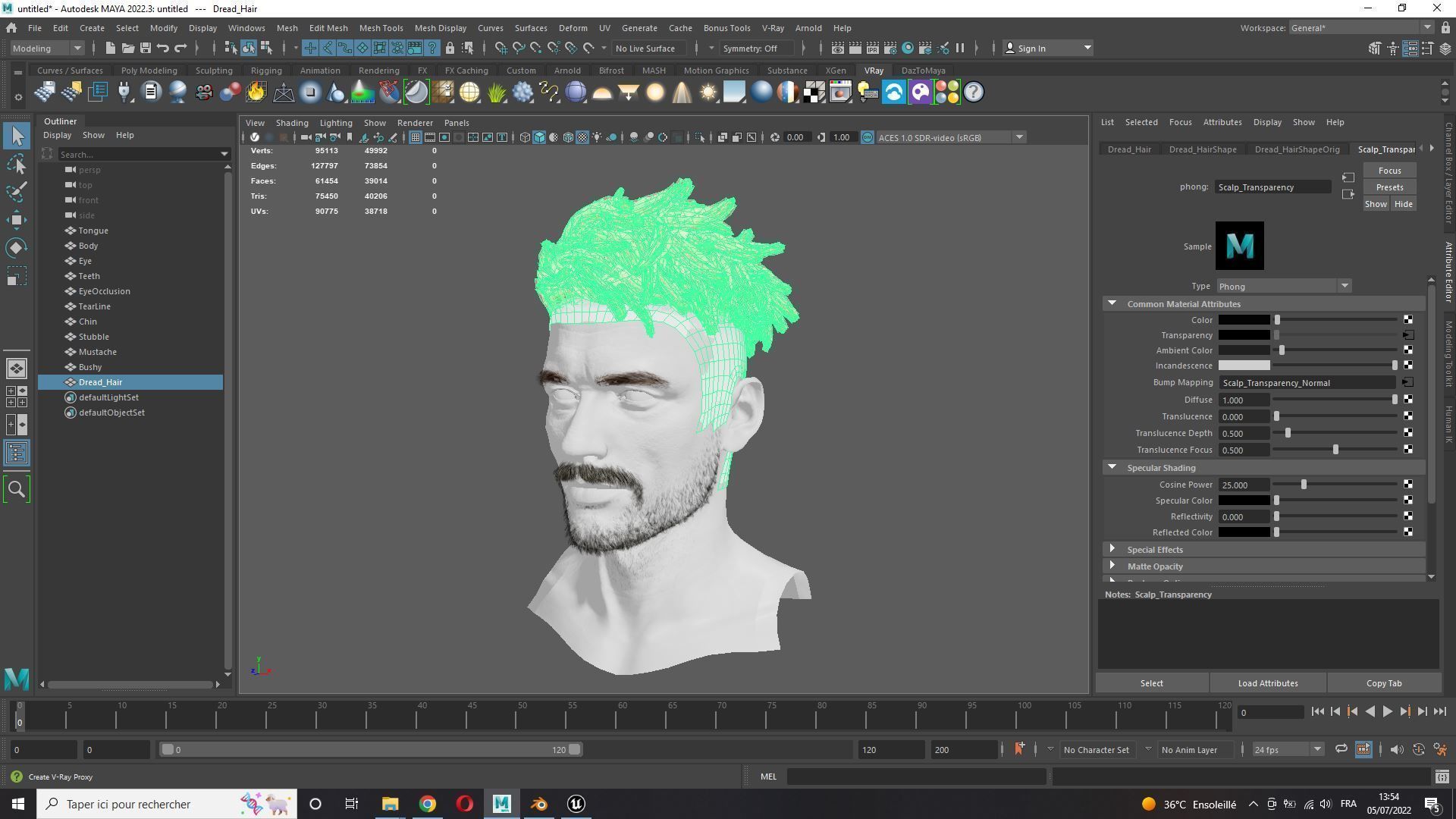 Realistic Hair Male Beard brows mustache p8 card  Low-poly 3D model_10