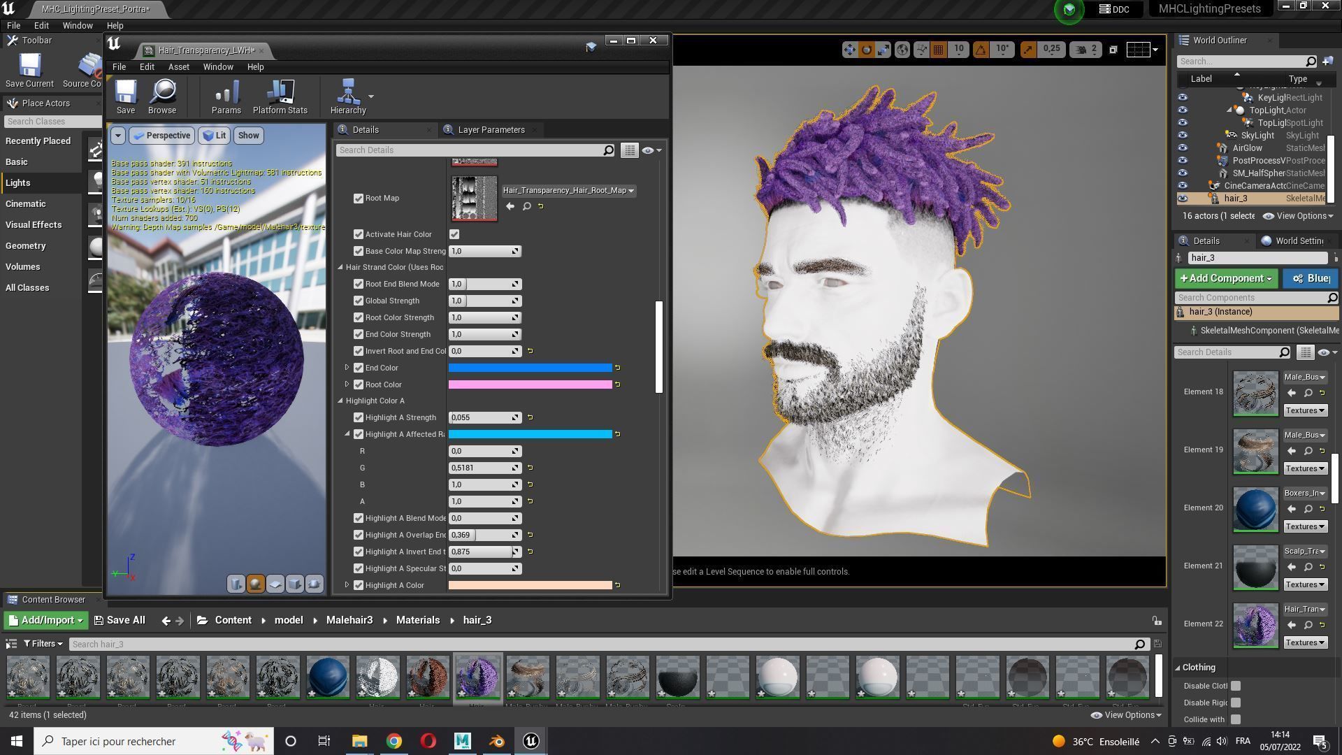 Realistic Hair Male Beard brows mustache p8 card  Low-poly 3D model_17