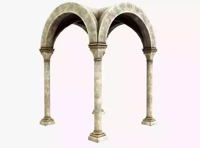 Column three arches Low-poly 3D model