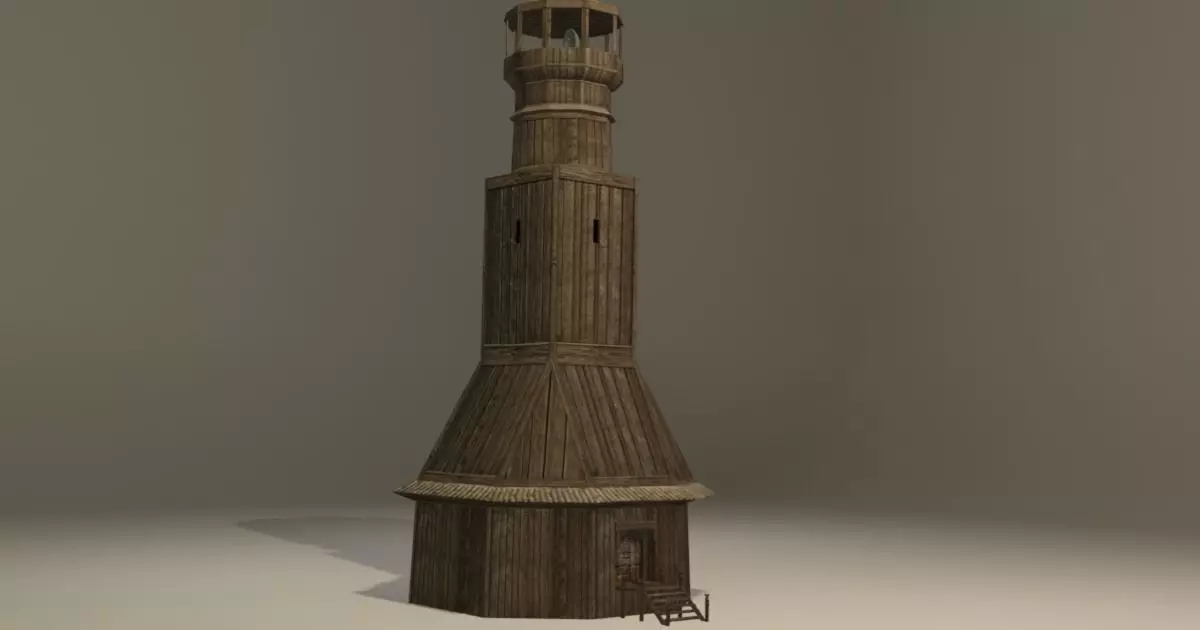 Antique lighthouse Low-poly 3D model_0