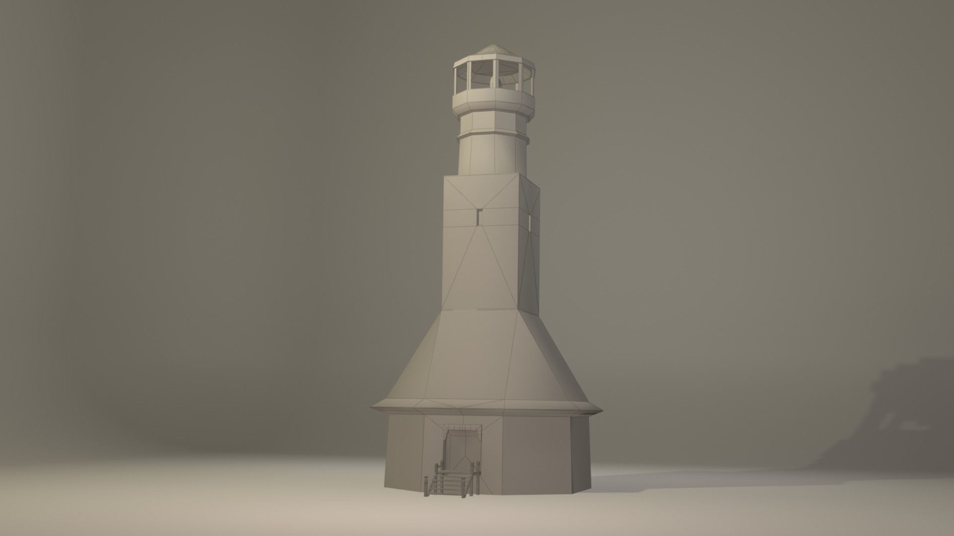 Antique lighthouse Low-poly 3D model_8