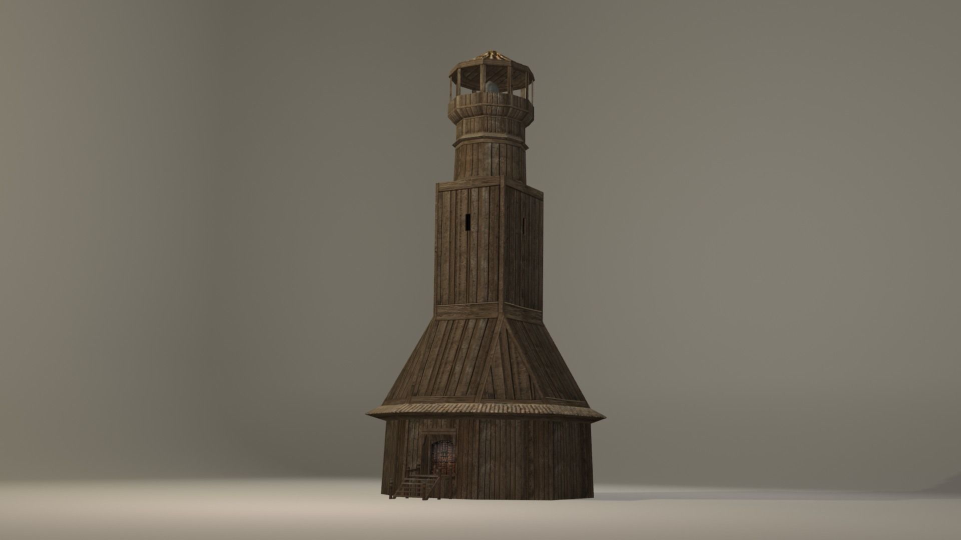 Antique lighthouse Low-poly 3D model_4
