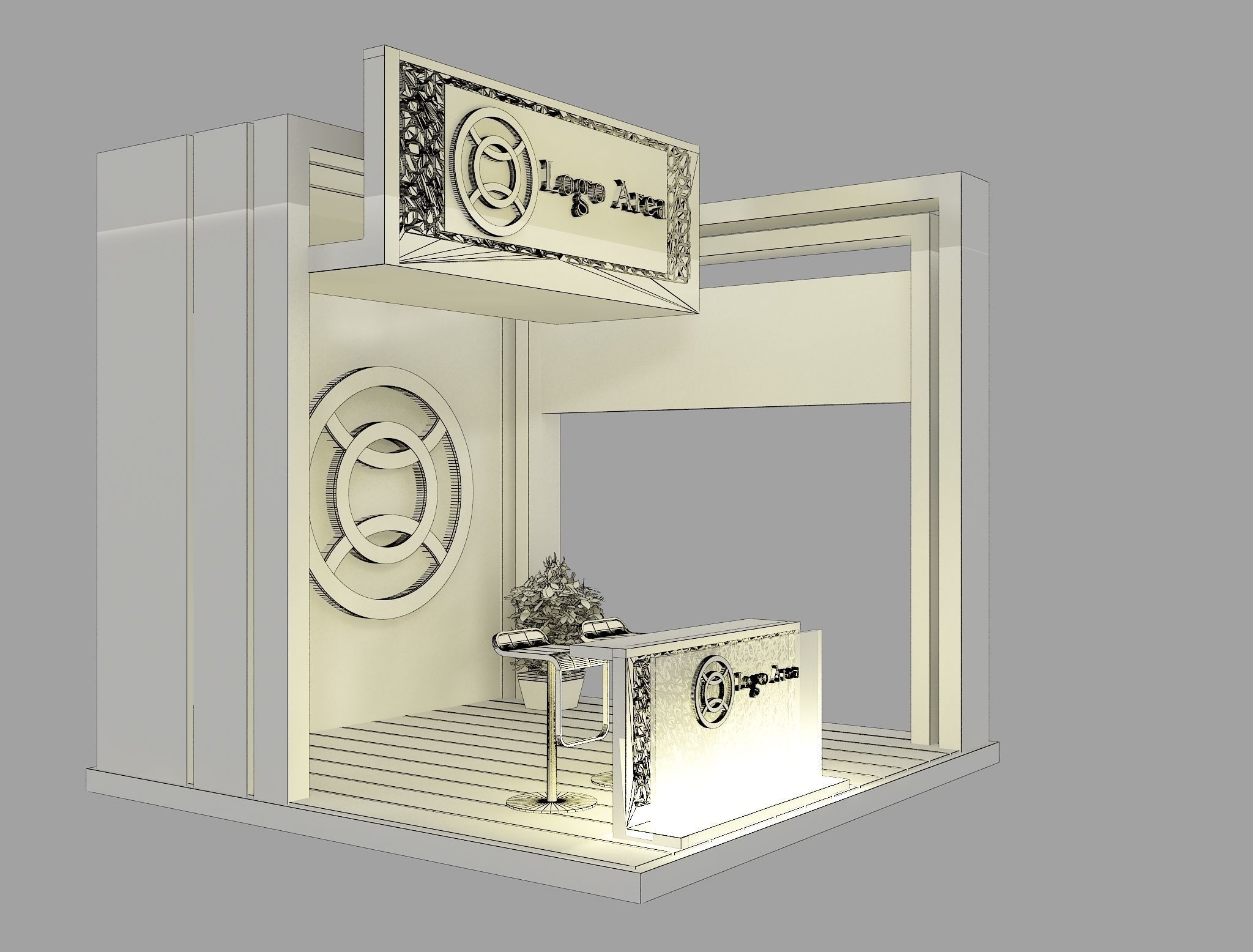 Booth Exhibition Stand a45 3D model_1