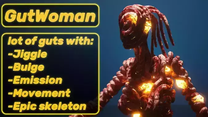 GutWoman glowing human body Low-poly 3D model