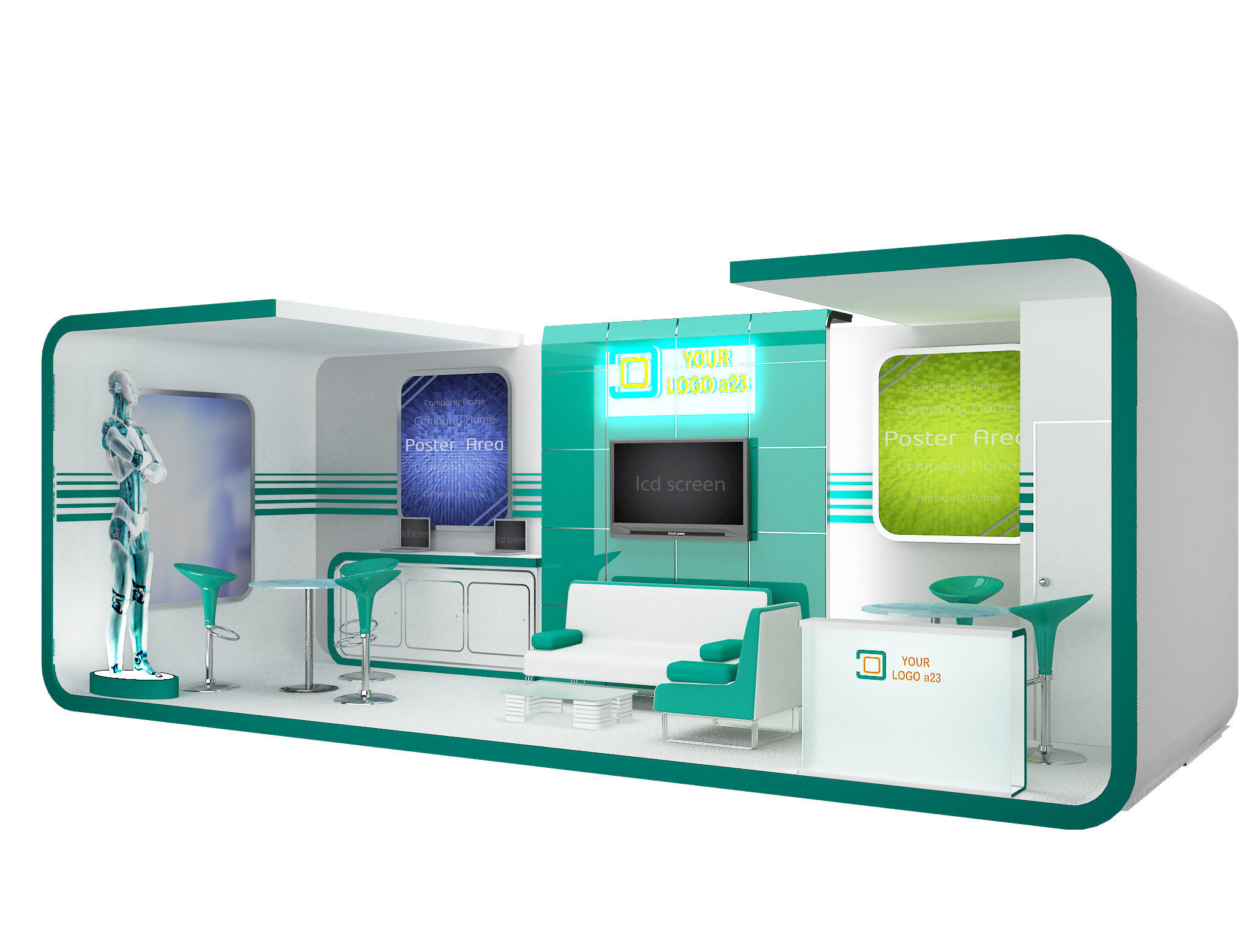 Booth Exhibition Stand a43 3D model_4