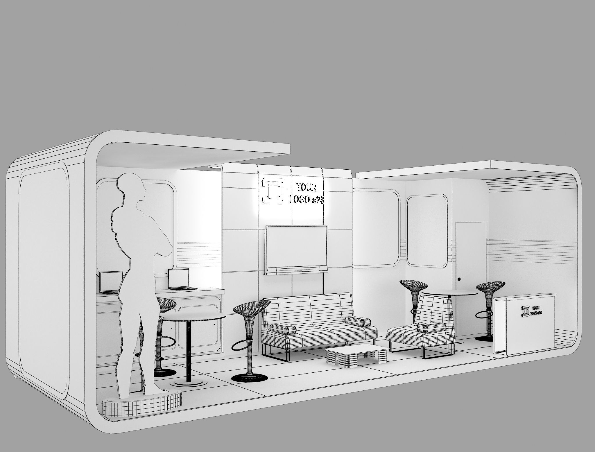 Booth Exhibition Stand a43 3D model_1