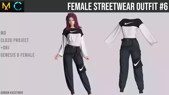 Female Streetwear Outfit 6 Marvelous Designer 
