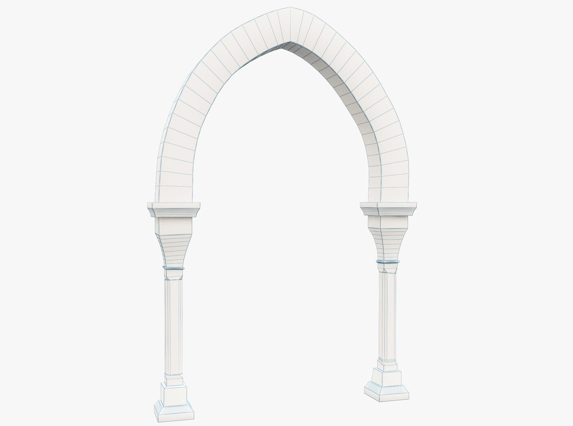 Column wooden arch Low-poly 3D model_4