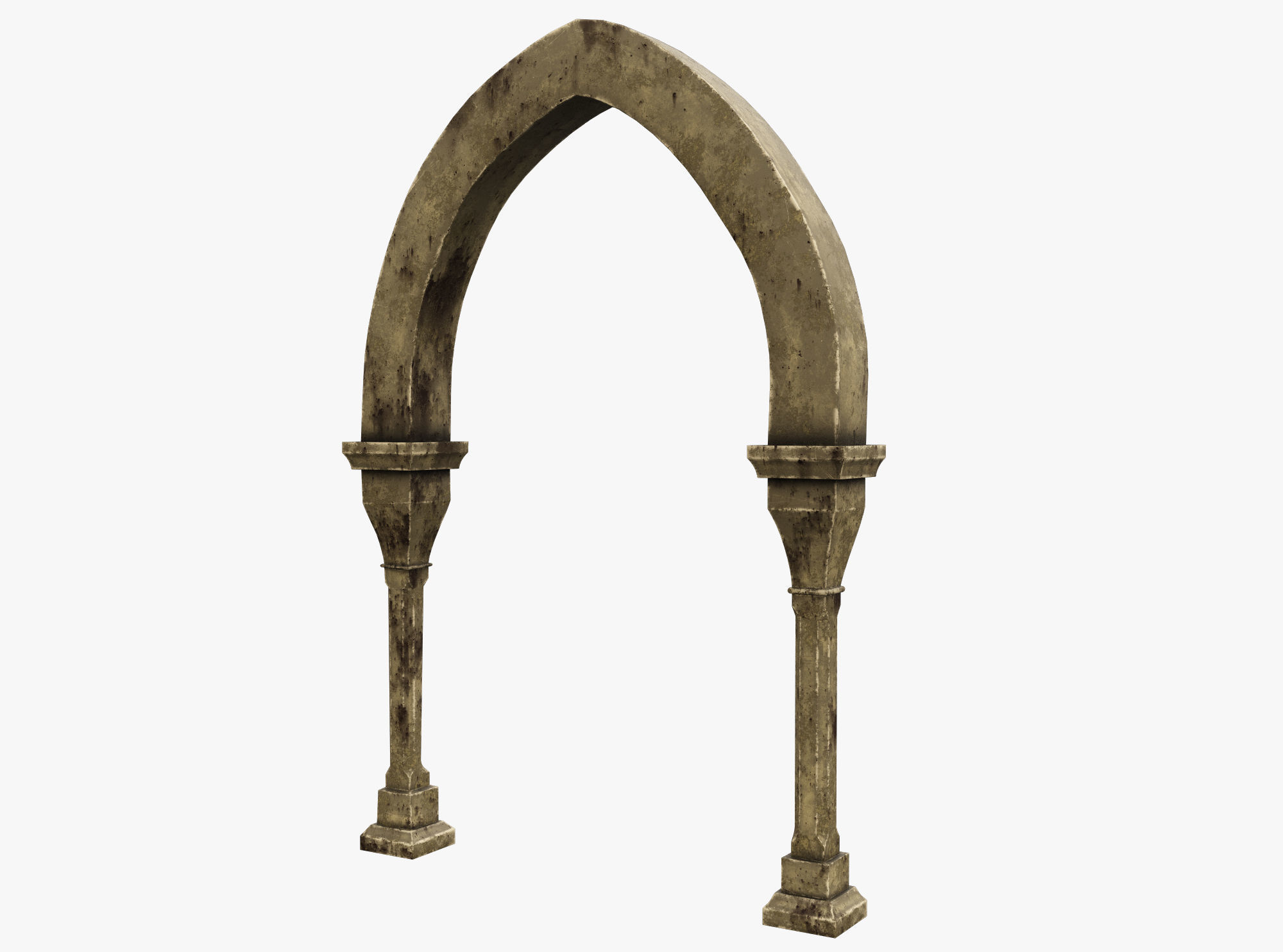 Column wooden arch Low-poly 3D model_3