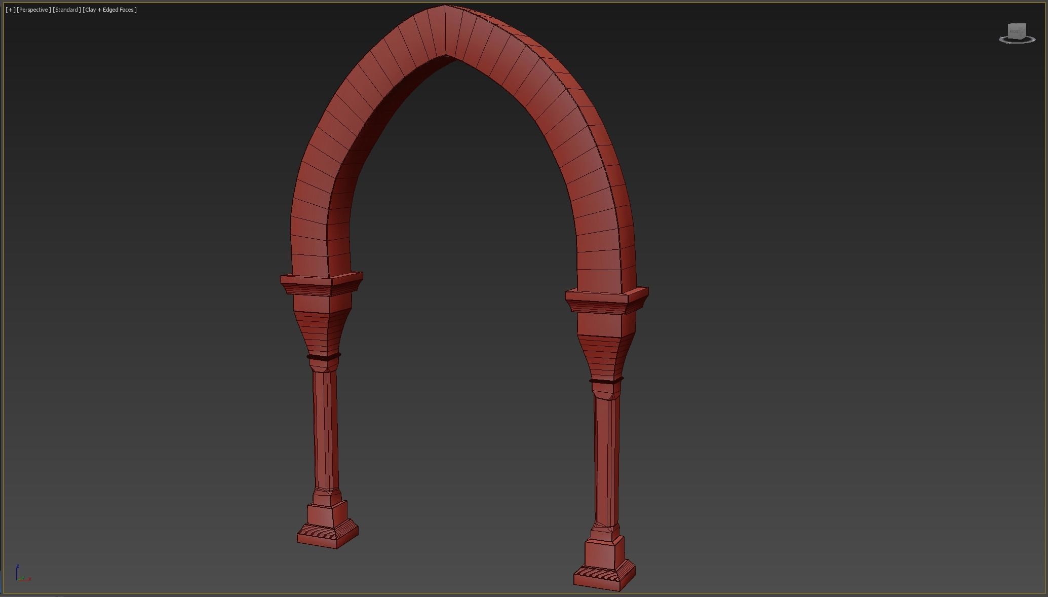 Column wooden arch Low-poly 3D model_7